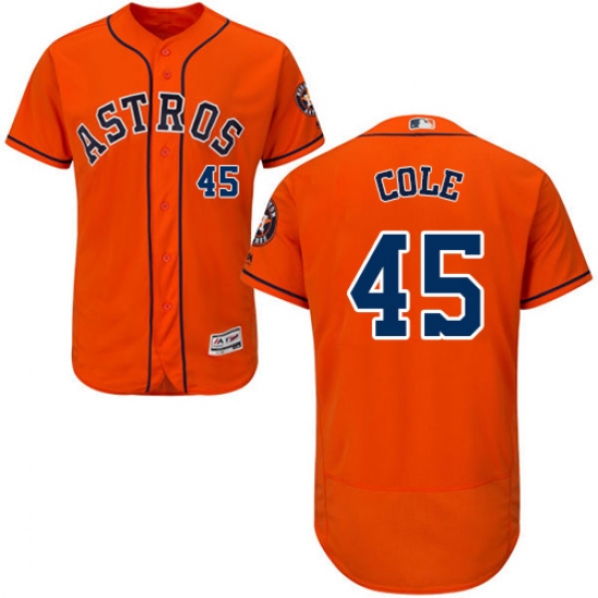 Men's Majestic Houston Astros #45 Gerrit Cole Orange Alternate Flex Base Authentic Collection MLB Jersey - Ujersey