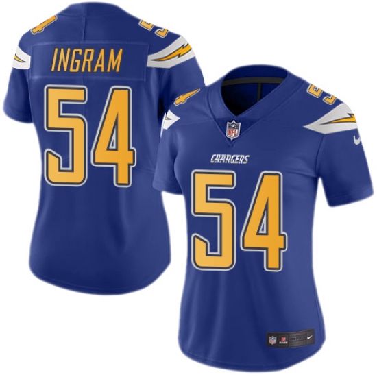 Women's Nike Los Angeles Chargers #54 Melvin Ingram Limited Electric Blue Rush Vapor Untouchable NFL Jersey - Ujersey