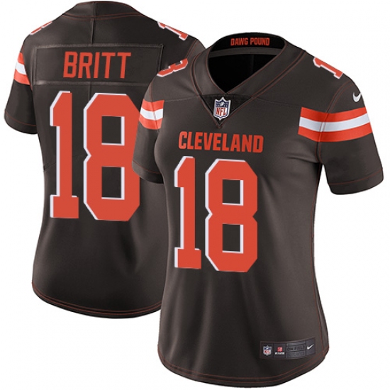 Women's Nike Cleveland Browns #18 Kenny Britt Brown Team Color Vapor Untouchable Limited Player NFL Jersey - Ujersey