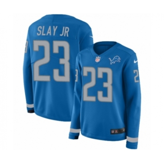 Women's Nike Detroit Lions #23 Darius Slay Limited Blue Therma Long Sleeve NFL Jersey - Ujersey