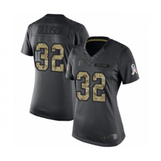 Women's Atlanta Falcons #32 Qadree Ollison Limited Black 2016 Salute to Service Football Jersey - Ujersey