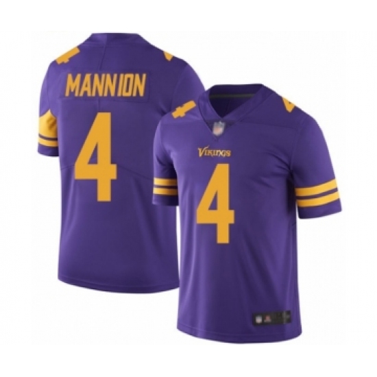 Men's Minnesota Vikings #4 Sean Mannion Limited Purple Rush Vapor Untouchable Football Jersey - Ujersey