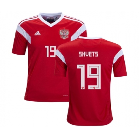 Russia #19 Shvets Home Kid Soccer Country Jersey