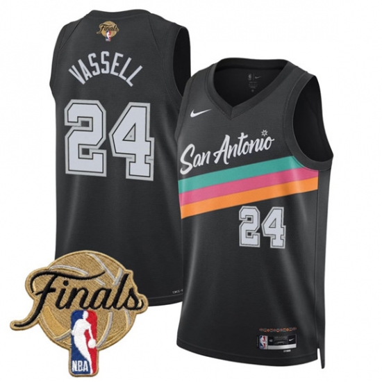 Men's San Antonio Spurs #24 Devin Vassell Black 2026 Finals City Edition Stitched Basketball Jersey - Ujersey