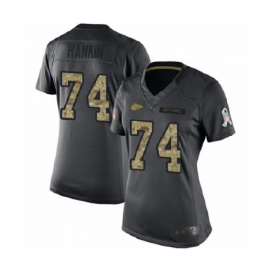 Women's Kansas City Chiefs #74 Martinas Rankin Limited Black 2016 Salute to Service Football Jersey - Ujersey