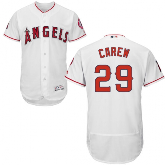 Men's Majestic Los Angeles Angels of Anaheim #29 Rod Carew White Home Flex Base Authentic Collection MLB Jersey - Ujersey