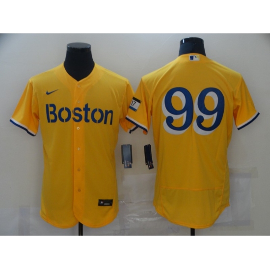 Men's Boston Red Sox #99 Alex Verdugo Nike Gold-Light Blue 2021 City Connect Jersey - Ujersey