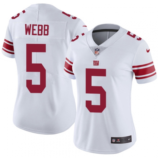 Women's Nike New York Giants #5 Davis Webb White Vapor Untouchable Limited Player NFL Jersey - Ujersey