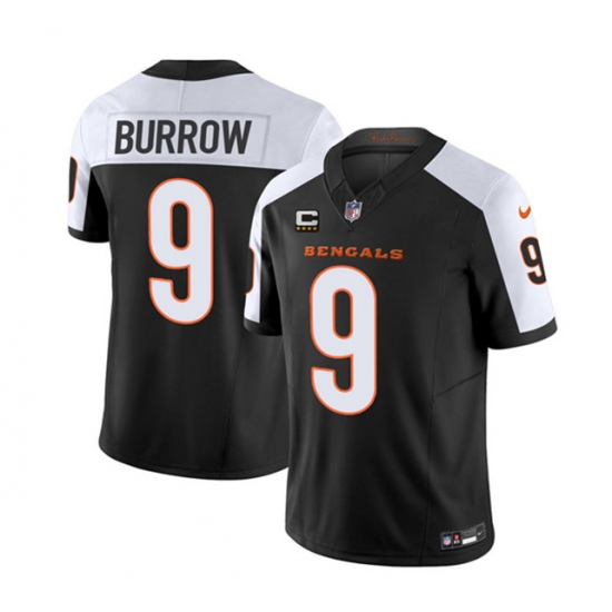Men's Cincinnati Bengals #9 Joe Burrow 2023 F.U.S.E. Black White With 4-Star C Vapor Untouchable Limited Football Stitched Jersey - Ujersey