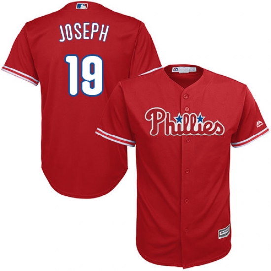 Youth Majestic Philadelphia Phillies #19 Tommy Joseph Authentic Red Alternate Cool Base MLB Jersey - Ujersey