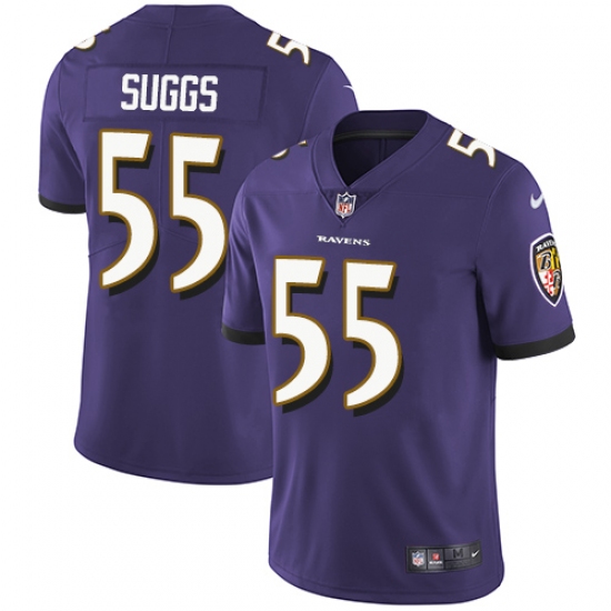 Men's Nike Baltimore Ravens #55 Terrell Suggs Purple Team Color Vapor Untouchable Limited Player NFL Jersey - Ujersey