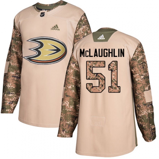 Youth Adidas Anaheim Ducks #51 Blake McLaughlin Authentic Camo Veterans Day Practice NHL Jersey - Ujersey