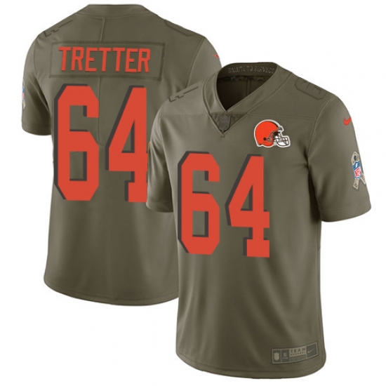Youth Nike Cleveland Browns #64 JC Tretter Limited Olive 2017 Salute to Service NFL Jersey - Ujersey