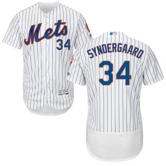Men's Majestic New York Mets #34 Noah Syndergaard White Home Flex Base Authentic Collection MLB Jersey - Ujersey