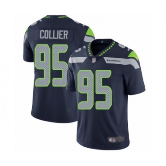Men's Seattle Seahawks #95 L.J. Collier Navy Blue Team Color Vapor Untouchable Limited Player Football Jersey - Ujersey