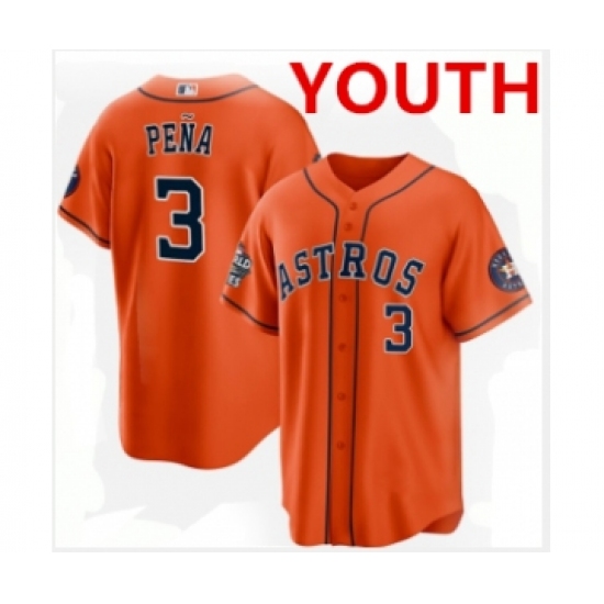 Youth Houston Astros #3 Jeremy Peña Orange 2022 World Series Home Stitched Baseball Jersey - Ujersey