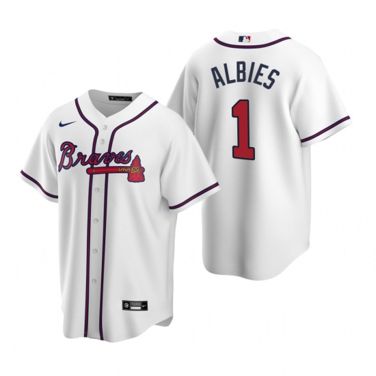 Men's Nike Atlanta Braves #1 Ozzie Albies White Home Stitched Baseball Jersey - Ujersey