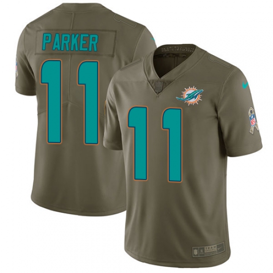 Youth Nike Miami Dolphins #11 DeVante Parker Limited Olive 2017 Salute to Service NFL Jersey - Ujersey