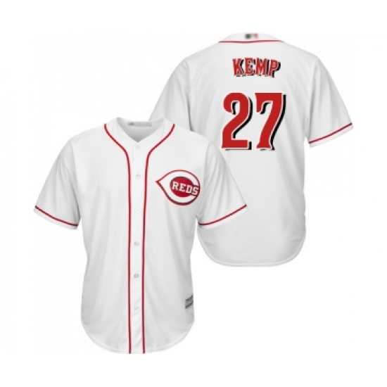 Youth Cincinnati Reds #27 Matt Kemp Replica White Home Cool Base Baseball Jersey - Ujersey