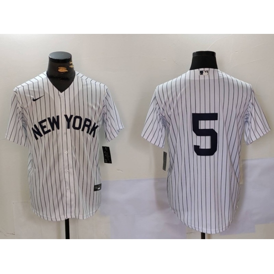 Men's New York Yankees #5 Joe DiMaggio White No Name Cool Base Stitched Jersey - Ujersey