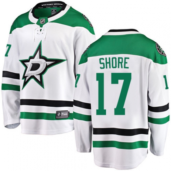 Men's Dallas Stars #17 Devin Shore Authentic White Away Fanatics Branded Breakaway NHL Jersey - Ujersey