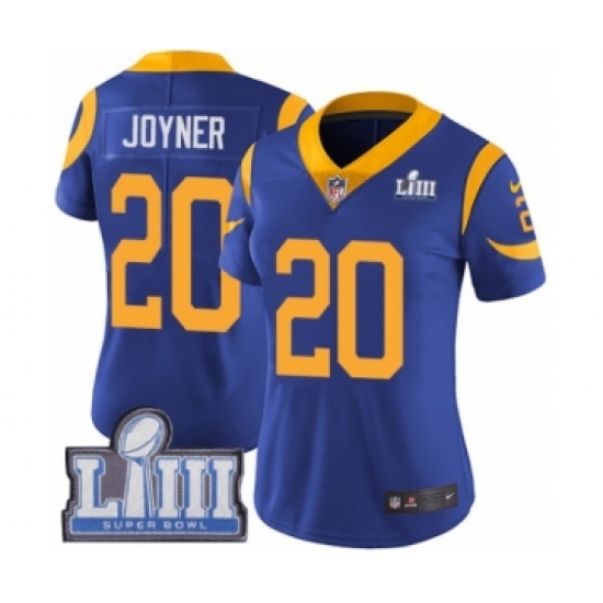 Women's Nike Los Angeles Rams #20 Lamarcus Joyner Royal Blue Alternate Vapor Untouchable Limited Player Super Bowl LIII Bound NFL Jersey - Ujersey