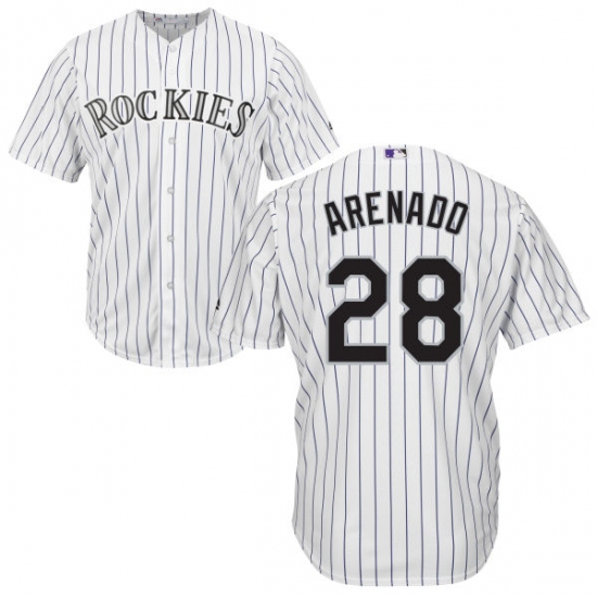 Youth Majestic Colorado Rockies #28 Nolan Arenado Authentic White Home Cool Base MLB Jersey - Ujersey