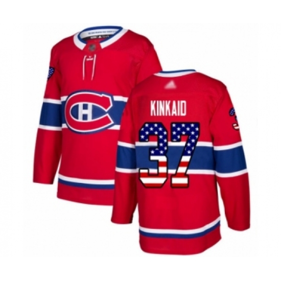 Men's Montreal Canadiens #37 Keith Kinkaid Authentic Red USA Flag Fashion Hockey Jersey - Ujersey