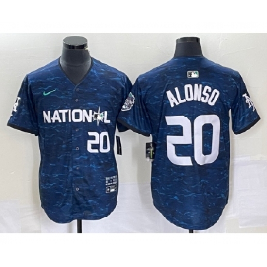 Men's Nike New York Mets #20 Pete Alonso Number Royal 2023 All Star Cool Base Stitched Baseball Jersey - Ujersey