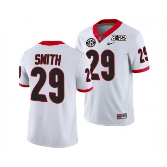 Men’s Georgia Bulldogs #29 Christopher Smith 2022 Patch White College Football Stitched Jersey - Ujersey