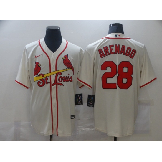 Men's St. Louis Cardinals #28 Nolan Arenado Nike Cream Alternate Official Replica Player Jersey - Ujersey