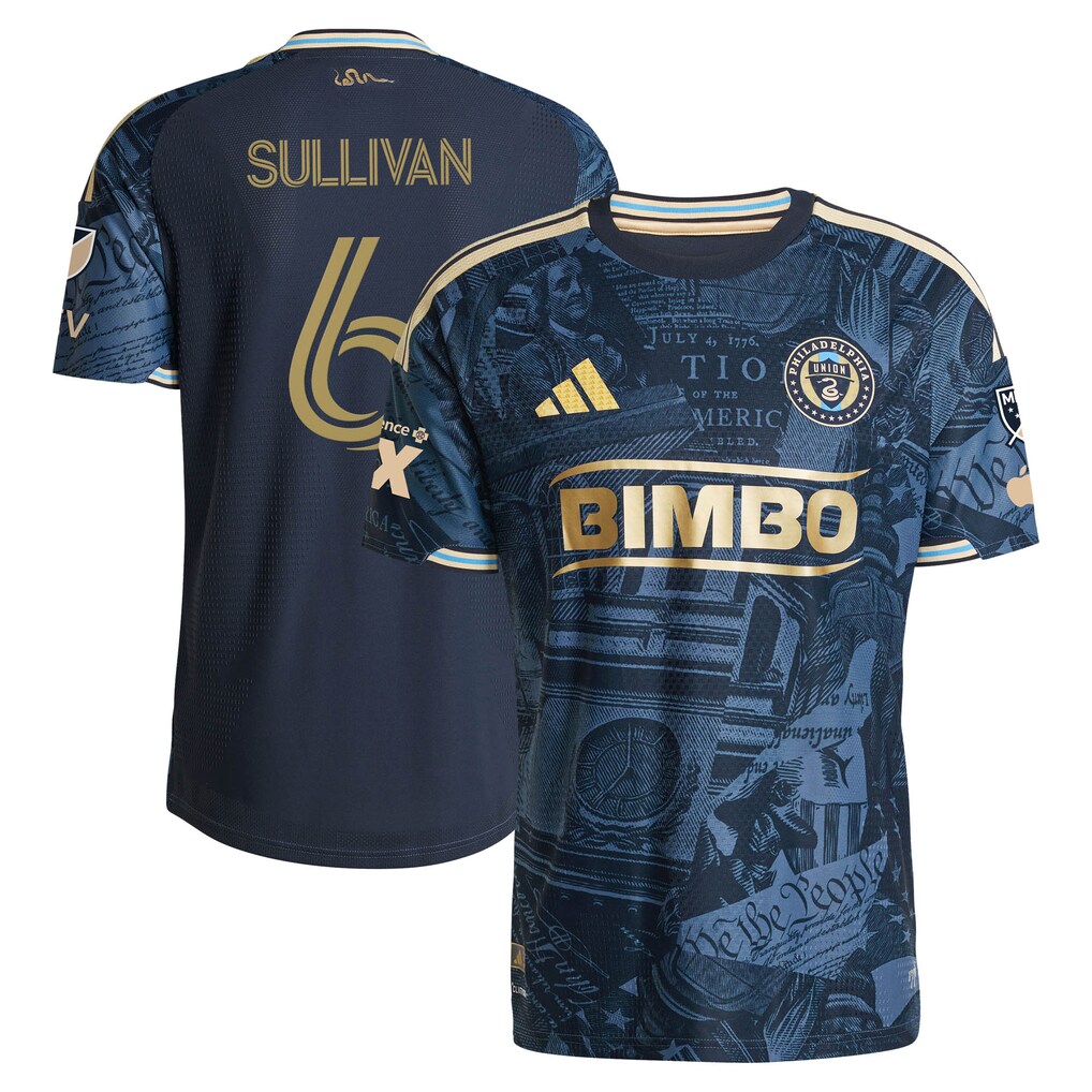 Men's Philadelphia Union Cavan Sullivan adidas Navy 2026 1776 Kit On-Field Authentic Patch Jersey - Ujersey