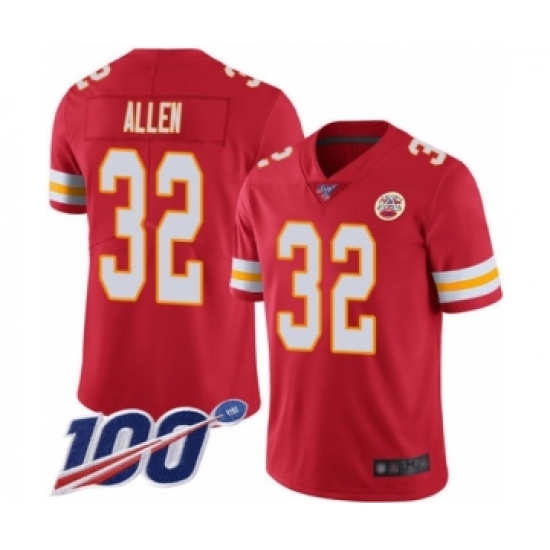 Men's Kansas City Chiefs #32 Marcus Allen Red Team Color Vapor Untouchable Limited Player 100th Season Football Jersey - Ujersey