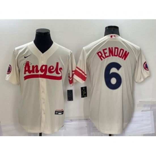 Men's Los Angeles Angels #6 Anthony Rendon Cream 2022 City Connect Cool Base Stitched Jersey - Ujersey