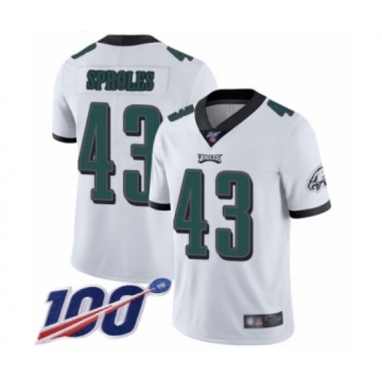 Men's Philadelphia Eagles #43 Darren Sproles White Vapor Untouchable Limited Player 100th Season Football Jersey - Ujersey