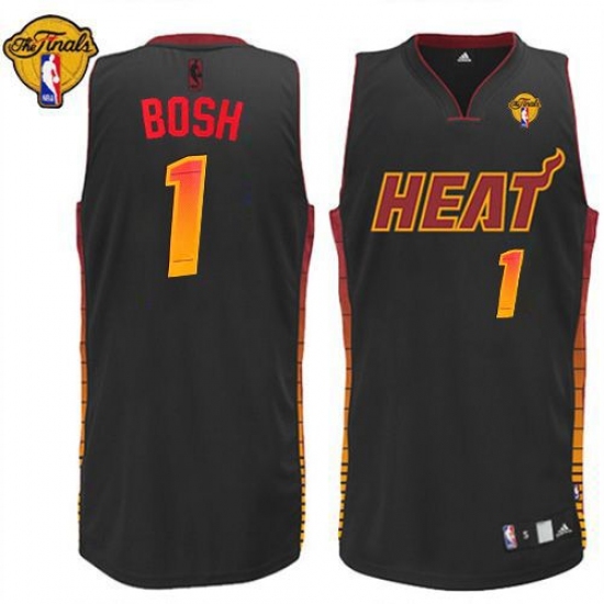 Men's Adidas Miami Heat #1 Chris Bosh Authentic Black Vibe Finals Patch NBA Jersey - Ujersey