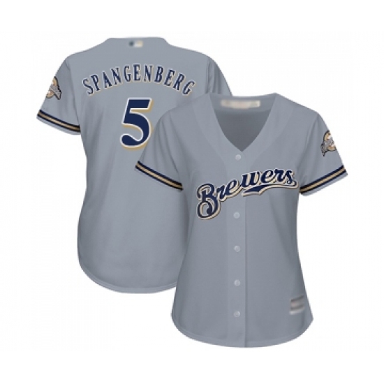 Women's Milwaukee Brewers #5 Cory Spangenberg Replica Grey Road Cool Base Baseball Jersey - Ujersey