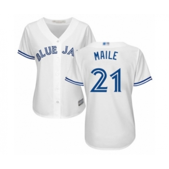 Women's Toronto Blue Jays #21 Luke Maile Authentic White Home Baseball Player Jersey - Ujersey