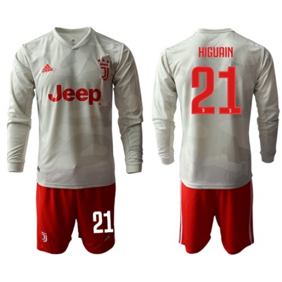 Juventus #21 Higuain Away Long Sleeves Soccer Club Jersey