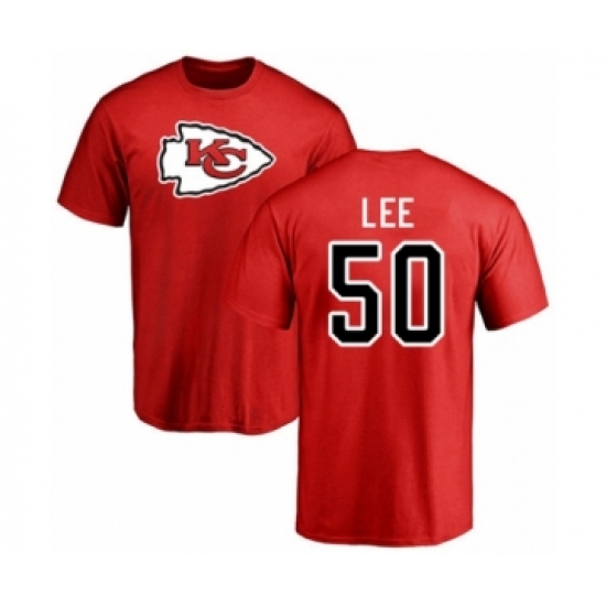 Football Kansas City Chiefs #50 Darron Lee Red Name & Number Logo T-Shirt - Ujersey NHL