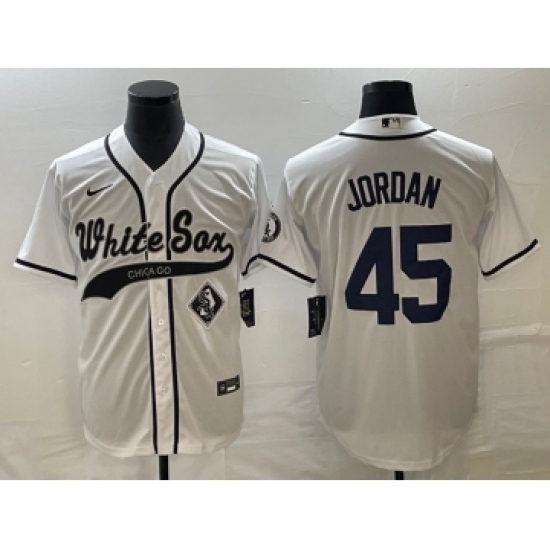 Men's Chicago White Sox #45 Michael Jordan White Cool Base Stitched Baseball Jersey - Ujersey