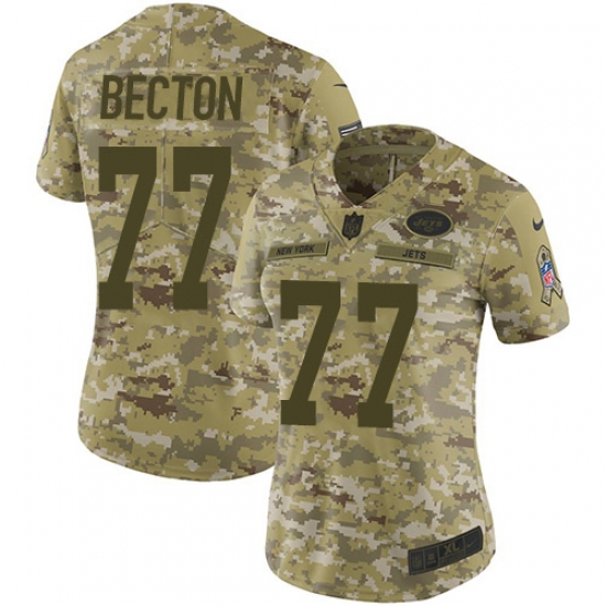Women's New York Jets #77 Mekhi Becton Camo Stitched Limited 2018 Salute To Service Jersey - Ujersey