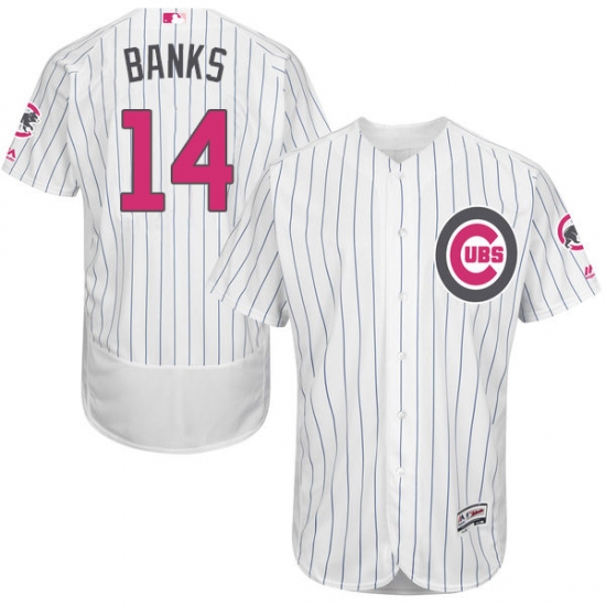 Men's Majestic Chicago Cubs #14 Ernie Banks Authentic White 2016 Mother's Day Fashion Flex Base MLB Jersey - Ujersey