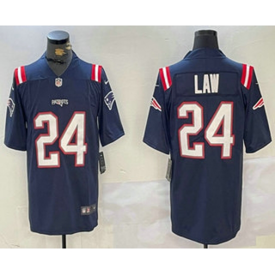 Men's New England Patriots #24 Ty Law Navy Blue Vapor Stitched Limited Jersey - Ujersey