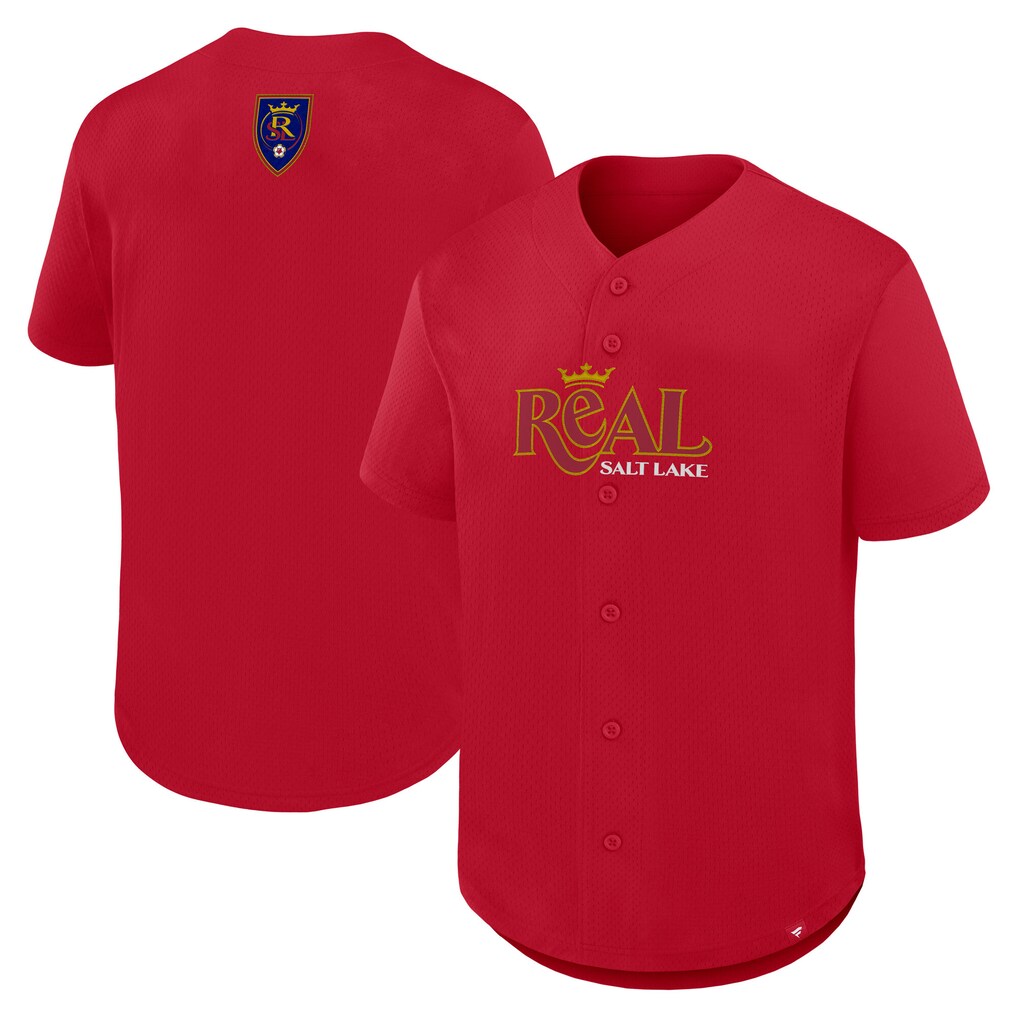 Men's Real Salt Lake Fanatics Red Maximum Intensity Button-Up Jersey - Ujersey