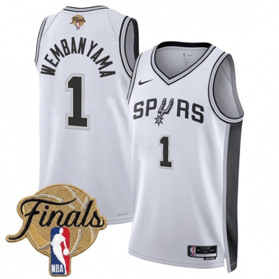 Men's San Antonio Spurs #1 Victor Wembanyama White 2026 Finals Association Edition Stitched Basketball Jersey - Ujersey