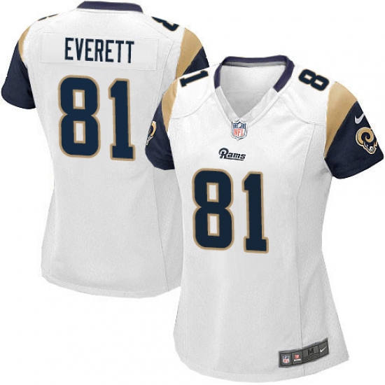 Women's Nike Los Angeles Rams #81 Gerald Everett Game White NFL Jersey - Ujersey