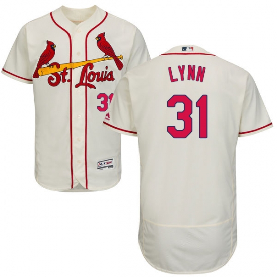 Men's Majestic St. Louis Cardinals #31 Lance Lynn Cream Alternate Flex Base Authentic Collection MLB Jersey - Ujersey
