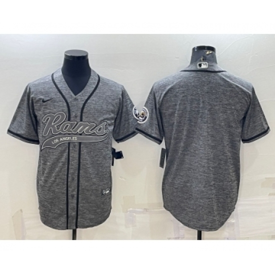 Men's Los Angeles Rams Blank Grey Gridiron Cool Base Stitched Baseball Jersey - Ujersey