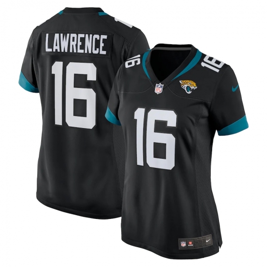 Women's Jacksonville Jaguars #16 Trevor Lawrence Black Nike Teal 2021 NFL Draft First Round Pick Game Jersey - Ujersey